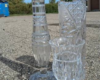 Collection of 3 Crystal and Glass Vases
