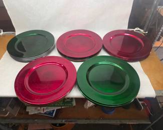 Set of 28 Plastic Chargers of Various Colors
