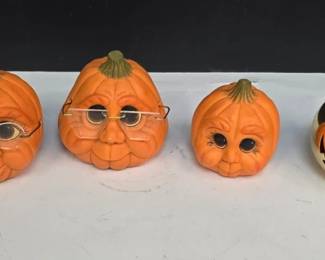 Pumpkin Set - Covered Candy Dish + 2 Brass Votive Holders