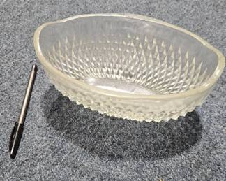 Indiana Glass Diamond Point Footed Oval Bowl - Estate Sales Warehouse (GR)