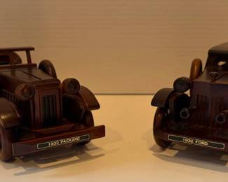 Classic Vintage Handcrafted Wooden Model 1932 Ford & 1933 Packard 10" Cars - Excellent Condition!