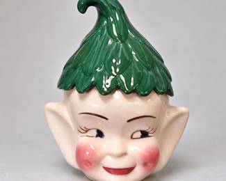 Vintage 1960s Pixie Elf Head Cookie Jar - Potterville