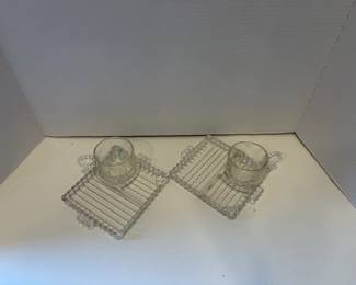 Vintage 1940s Hazel Atlas Snack-Sip-Smoke 8 pc Tray & Cup Set