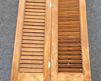Vintage Interior Wooden Louvered Shutter Panel - Estate Sales Warehouse (GR)