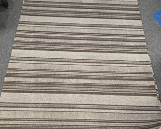 Like New Striped Indoor/Outdoor Rugs, Brown & Tan (2)