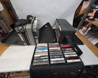 2 Medium Sized and 1 Small Soft Sided Vintage Cassette Cases w/ Cassettes