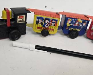Antique Windup Tin Train with Ringing Bell - Works