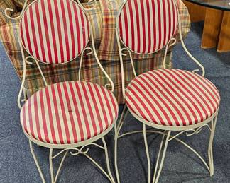 Set of Two (2) Vintage Striped Parlor Chairs - Estate Sales Warehouse (GR)
