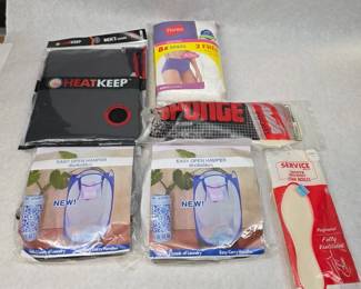 Small Collection of Shoe Insoles, New Hampers, Men's Leggings, and New Women's Underwear Size 7