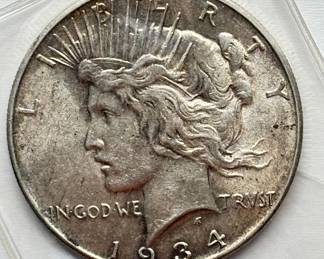 1934 D - Peace Silver Dollar - GEM BU