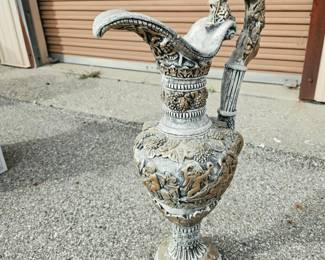 Ornate Classical-Style Decorative Ewer with Cherub Relief & Grapevine Motifs