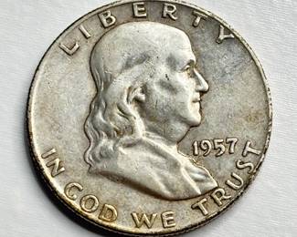 1957 D - Silver Franklin Half Dollar