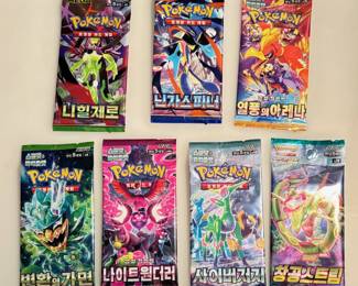 Lot of 7 Unopened Pokemon Card Packs - Includes 2 Mega Packs