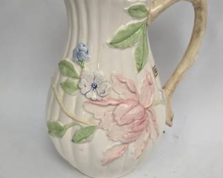 Hand Painted Hall Pitcher 10" (Handle Repaired)