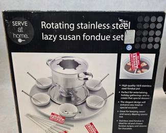 New in Box Rotating Stainless Steel Serving Tray