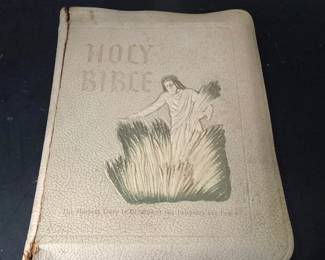 1955 Holy Bible Spiritual Harvest Edition KJV Embossed Harvest Cover Vintage - Potterville