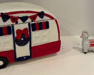Mr. Christmas Lighted Camper & Llama Christmas Salt & Pepper Shakers