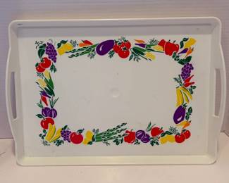 Vintage 1996 Kraft Plastic Serving Dining Tray - Fruit & Veggie Design