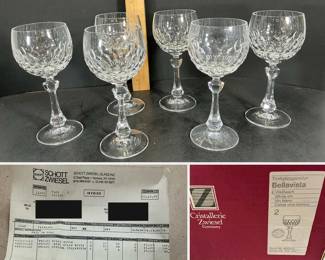 Vintage 1985 Schott Zwiesel Bellavista Crystal White Wine Goblets - Set of 6 - Germany-Box/Receipt - Potterville