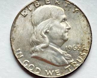 1963 D - Silver Franklin Half Dollar