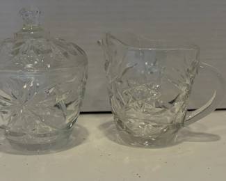 Vintage Anchor Hocking Early American Prescut Creamer & Sugar