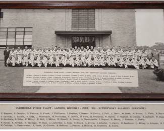 1950 Oldsmobile Forge Plant Lansing Framed Employee Photo - Potterville