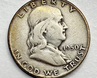 1950 D - Silver Franklin Half Dollar