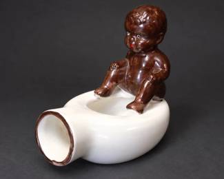 Vintage Occupied Japan Black Americana Ceramic Ashtray - Potterville