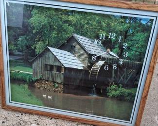 Vintage 1970's Watermill Landscape Clock