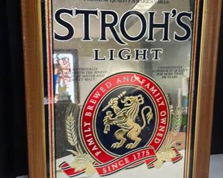 Stroh's Light Beer Mirror Sign