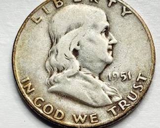 1951 S - Silver Franklin Half Dollar