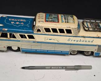 Vintage 1950s Japan Tin Greyhound Bus Toy