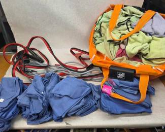 Jumper Cables w/ Huge Collection of Shop Rags