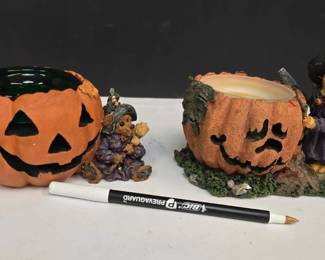 Boyds Bears Votive Holders "Sabrina Pumpkins" & "Emma the Witchy Bear"