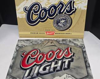 2 Metal Cooler Beer Signs
