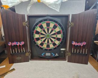Sportcraft Bristletronic LCD Dartboard with Cabinet