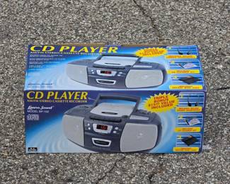 Lenoxx Sound CD/Cassette Boombox Lot with Two Sentry Wireless Headphone Sets