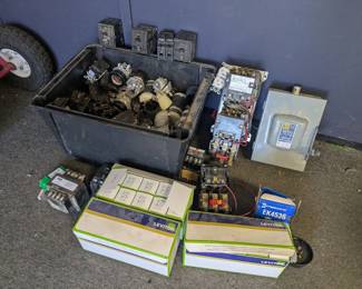 Electrical Surplus Lot - Square D Breakers, Receptacles, Disconnects, and More