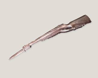 Vintage Heavy Cast Metal Miniature Military Rifle with Bayonet Paperweight / Letter Opener