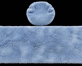 Oversized Extra-Thick Powder Blue Plush Shag Bath Rug 23x58 & Lid Cover 2 Pc