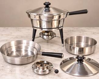 Mirro 516M Vintage Mid-Century Aluminum Chafing Dish Complete Buffet Warmer Set