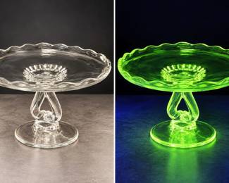 New Martinsville Viking Prelude Cake Stand 11.5" UV Reactive