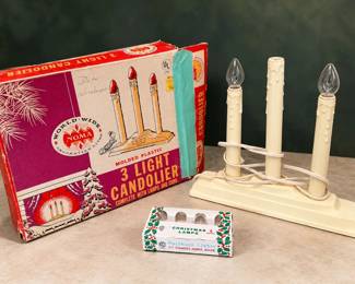 Vintage NOMA 3-Light Christmas Candolier with Box