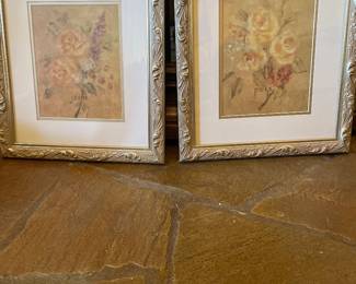 Beautifully framed floral prints. Each measures 15x18 inches