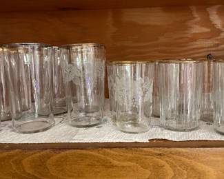 Vintage gold trimmed glassware