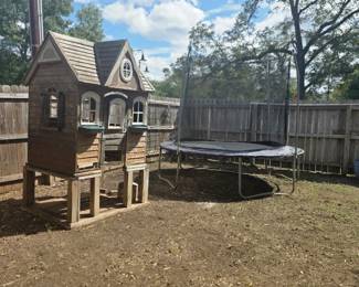 Outdoor Play House and Trampoline