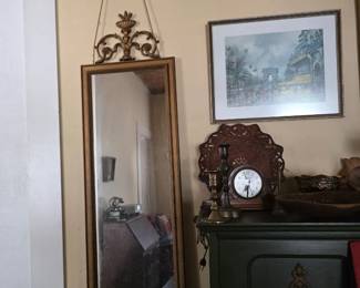 Antique Mirror and Clock