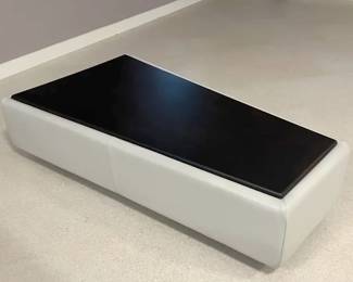 Leather Coffee Table with Wood Top