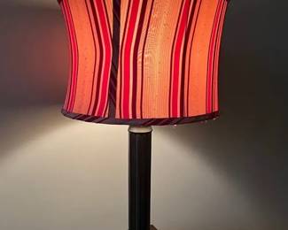 28 1/2” Table Lamp with Red Striped Shade