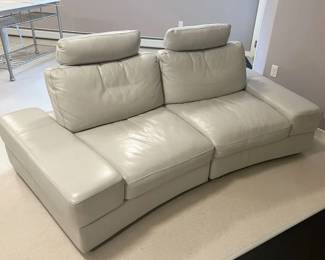 Natuzzi Style Leather Loveseat — Adjustable